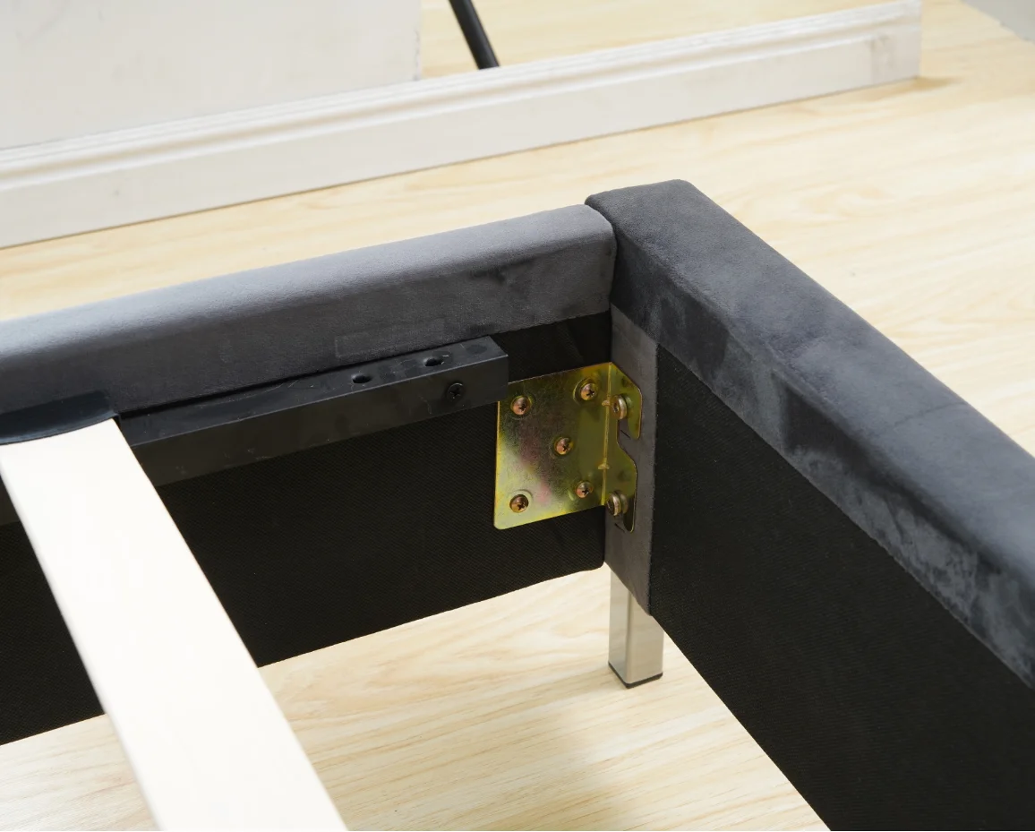 
NEW HOME LIGHT BROWN FAUX LEATHER DOUBLE BED FRAME WOOD FEET 