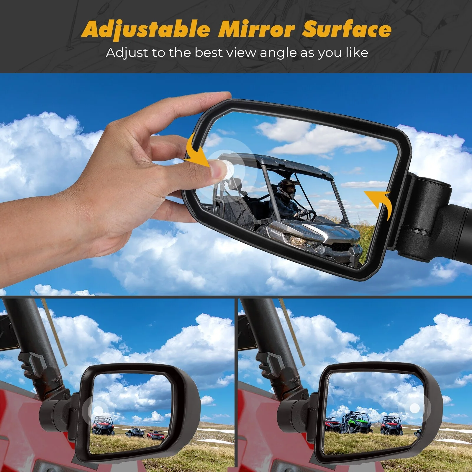 RZR Accessories 1.75-2 Inch Roll Bar Adjustable ATV Side Mirror for Polaris RZR UTV Side Mirrors