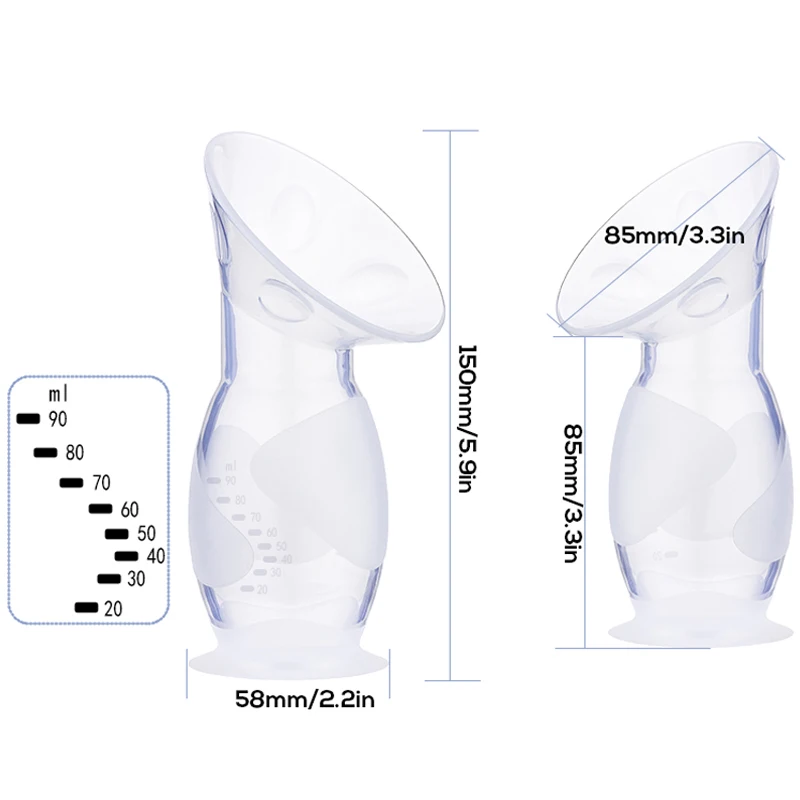OEM Service Factory Price Food Grade Breast Milk Collector Breastfeeding Pump, Comfortable Portable Silicone Manual Breast Pump