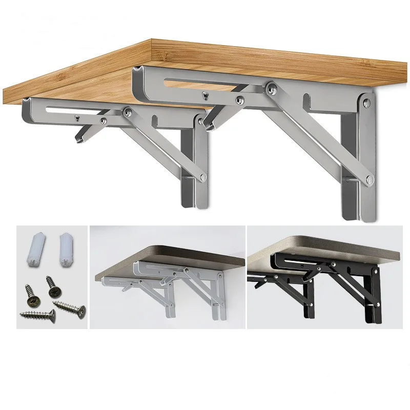 8/10/12Inch Folding Brackets For Shelves Adjustable Wall Mounted Bench Table with Screws Furniture Heavy Support Hardware