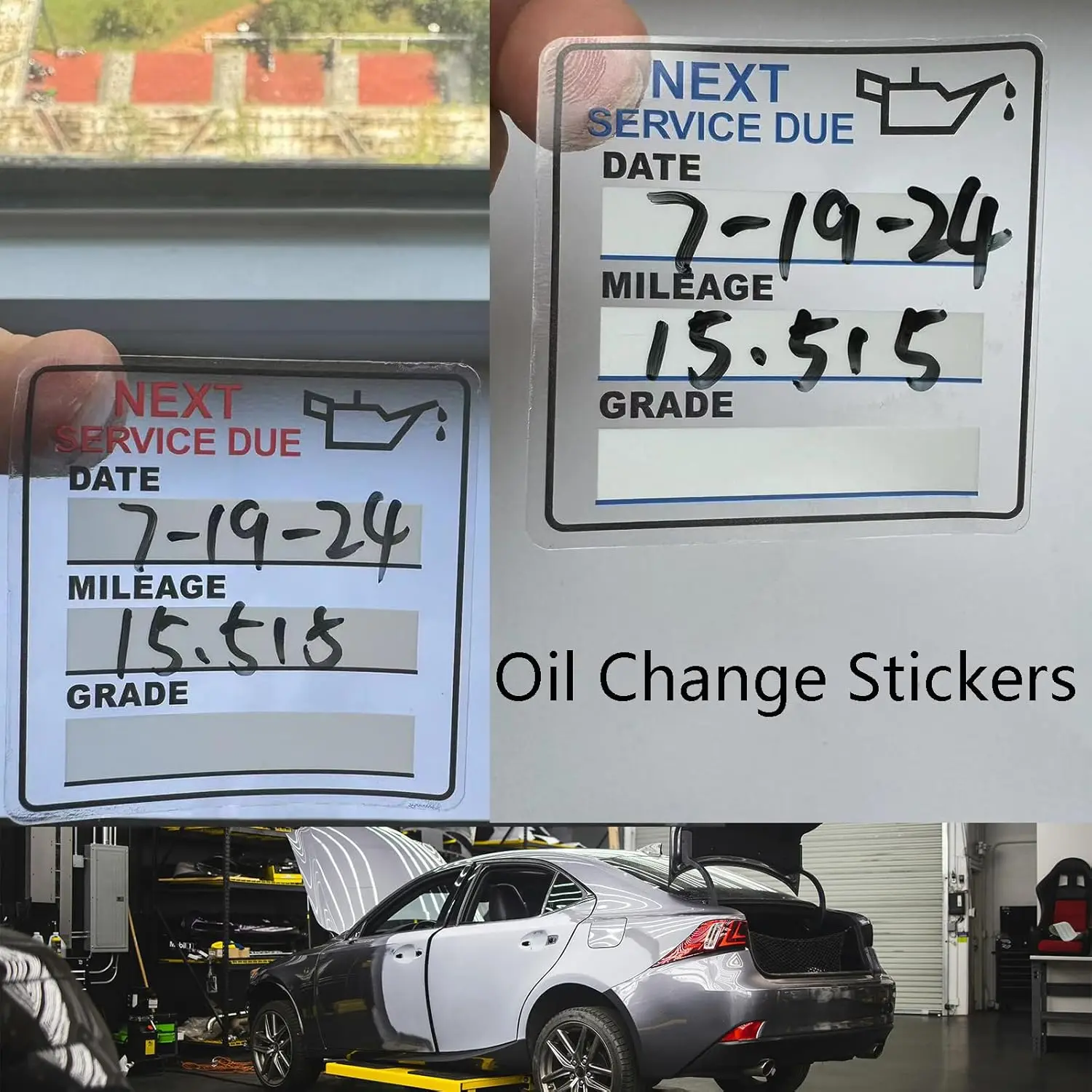 Car Maintenance Oil Change Sticker Service Reminder Transparent Waterproof Adhesive Label Sticker Electrostatic Film