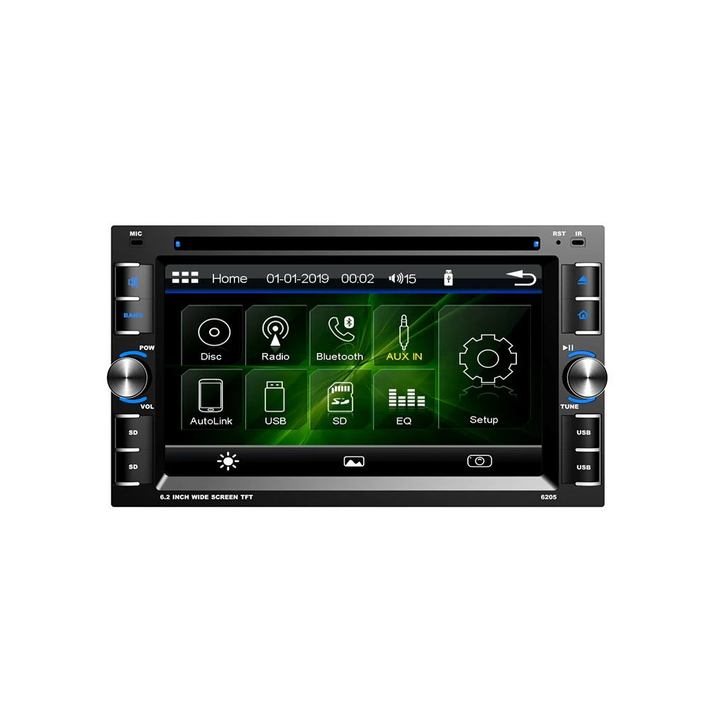 6.2 Inch 2 Din Universal Wince Car Dvd Player Car Audio with Rear View BT Car Audio Stereo