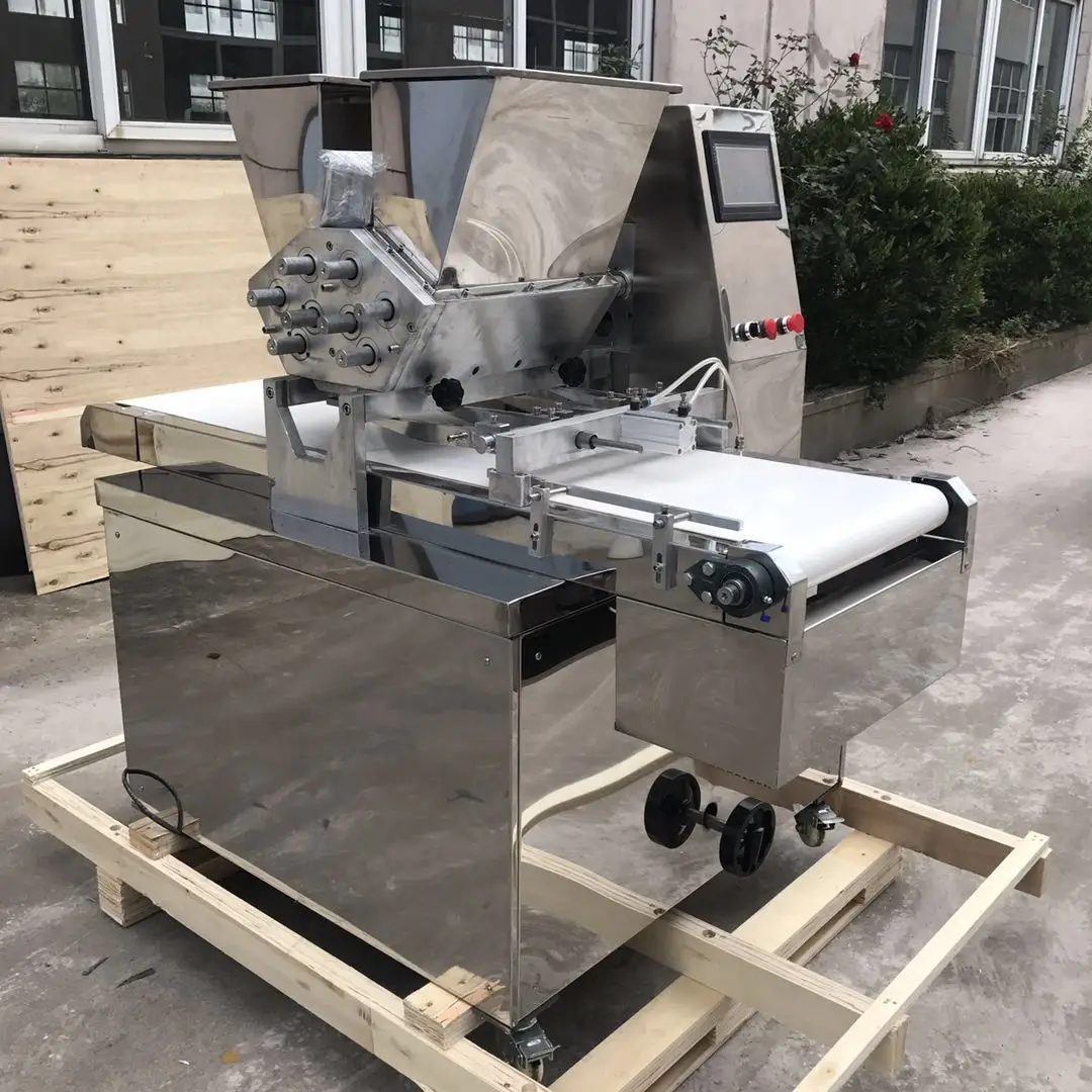 PLC Cookie Dough Cutting Wire Cut Dropping Small Two Color Cookie Making Machine