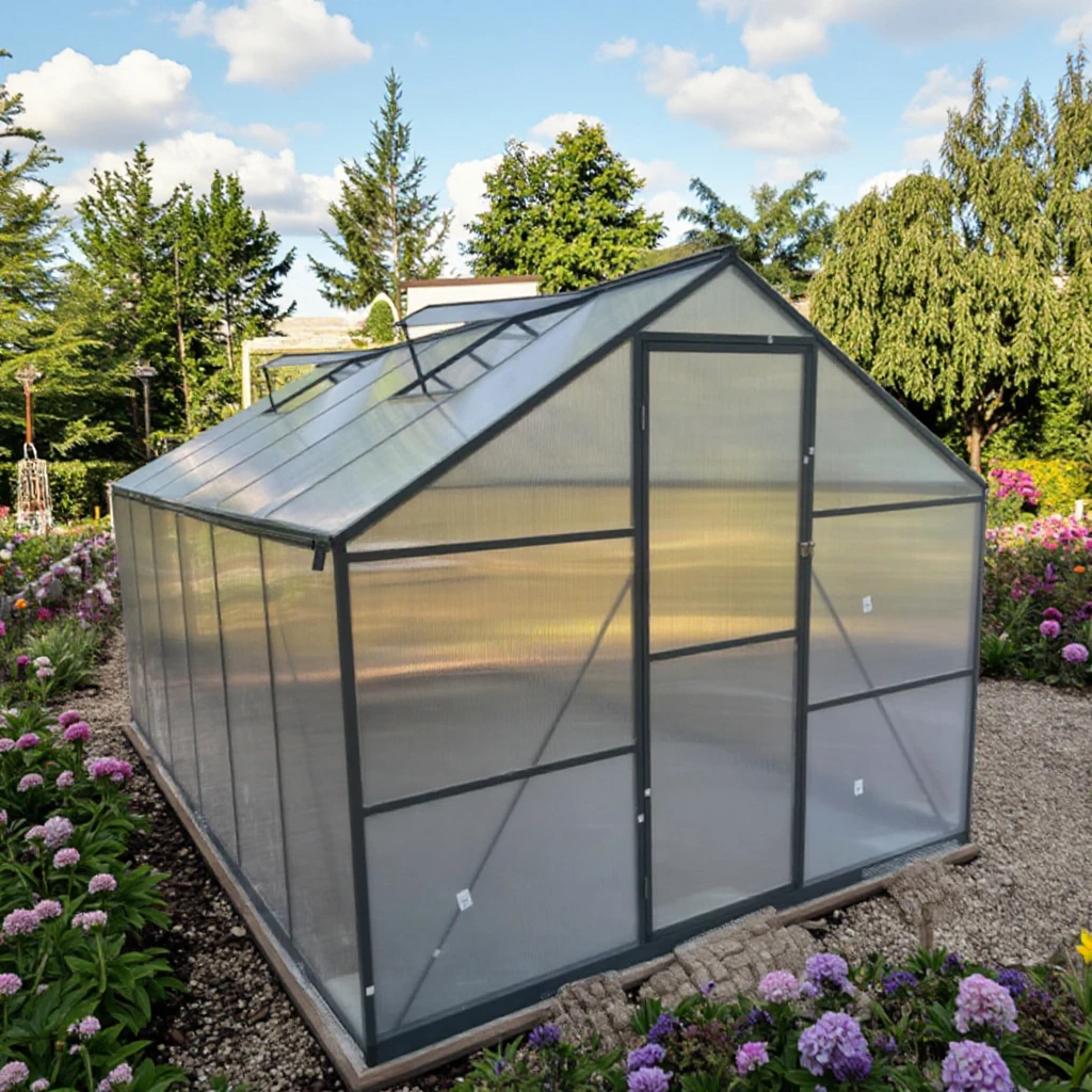 Large DIY Aluminum Polycarbonate Greenhouse DIY Kit Easily Assembled Walk-In Sunroom with Metal Frame for Garden Villa Courtyard