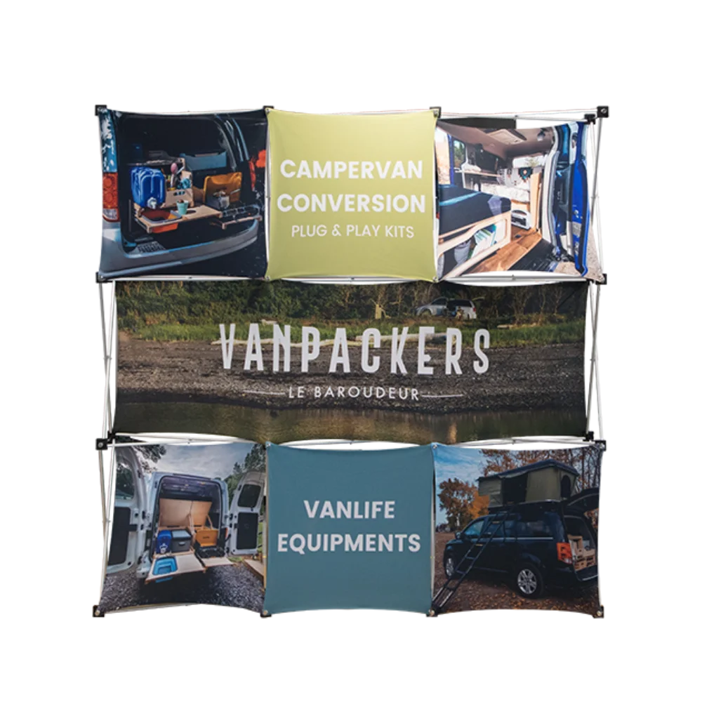 Tianyu Portable Aluminum Display Advertising Banner Tension Fabric Spring Stand Tradeshow Pop Up Display Stand