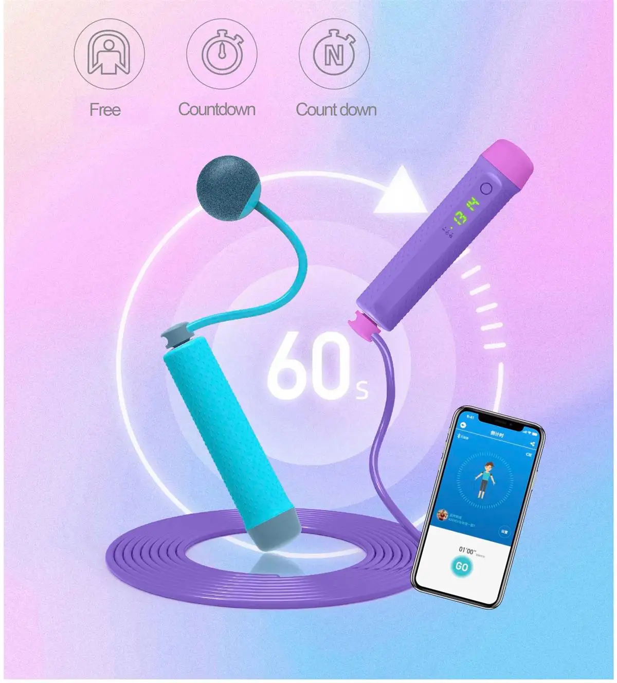 Smart Jump Skip Rope with App  Cordless with counter
