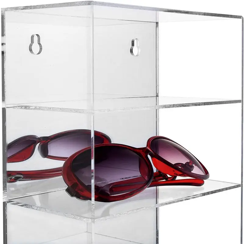 Wall mount acrylic glasses display box cabinet rack Wall-mounted glasses display case for retail optical shop