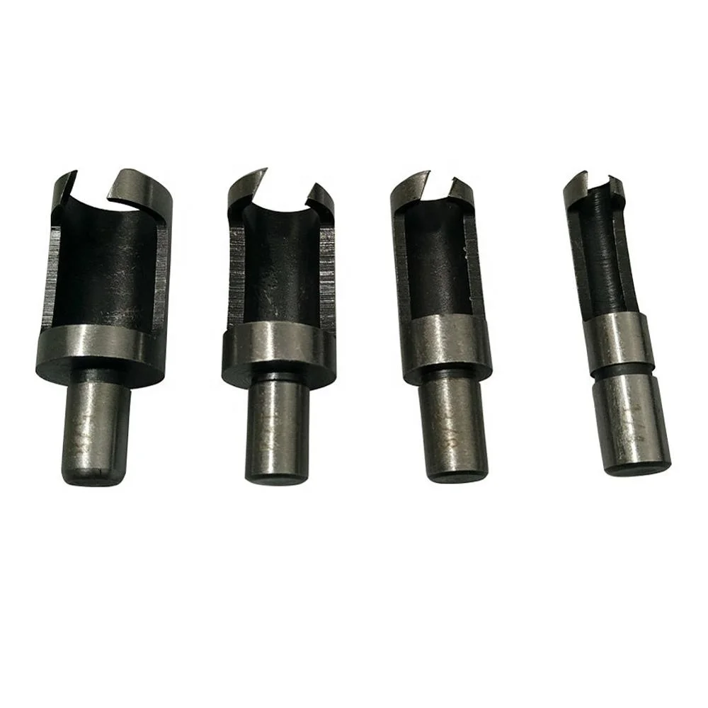 Carbon steel barrel type cork drill four piece set of drill bit take round wood tenon cork cutter hole opener woodworking drill