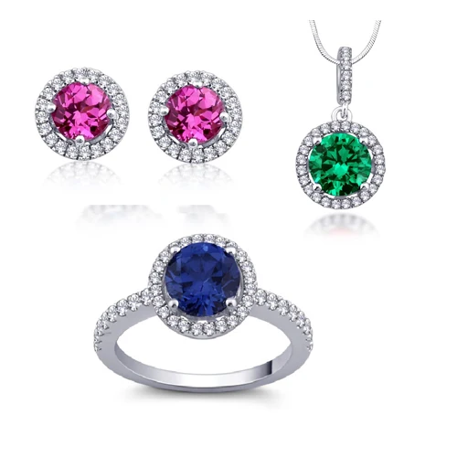 High quality charm oval ruby zircon 925 sterling silver engagement wedding for bride jewelry set