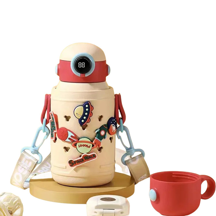 2024 Best Selling Stainless Steel Children Cute Cartoon Vacuum Flasks Kids Tumbler Thermos Mug Thermal Water Bottle with Straw