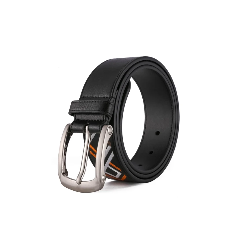 New Embroidery Mixed Needlepoint Belts Double Layer Cowhide Leather Belts Genuine Leather mens Belts