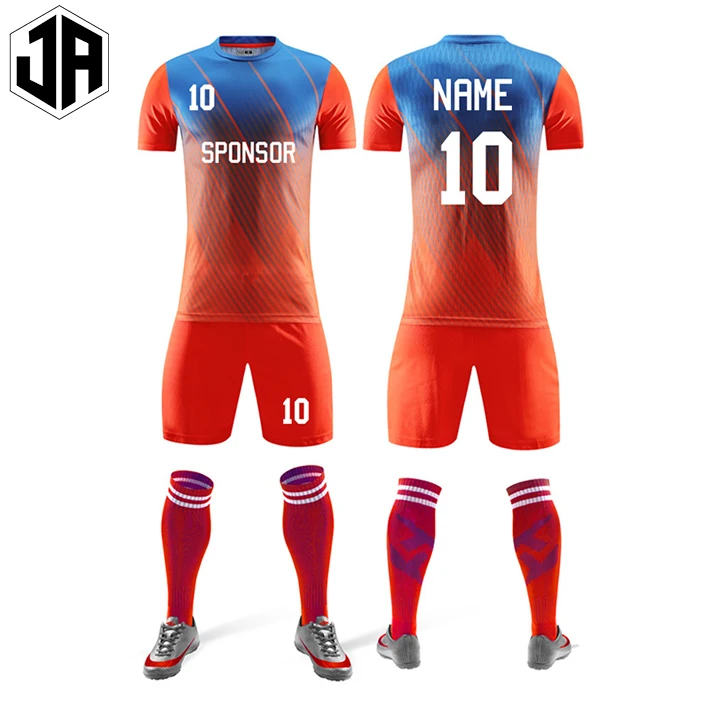 Customs Print Logo Wholesale 2021 American Youth Uniforms Quick Dry New Design Team Soccer Wear Football Jersey Uniform