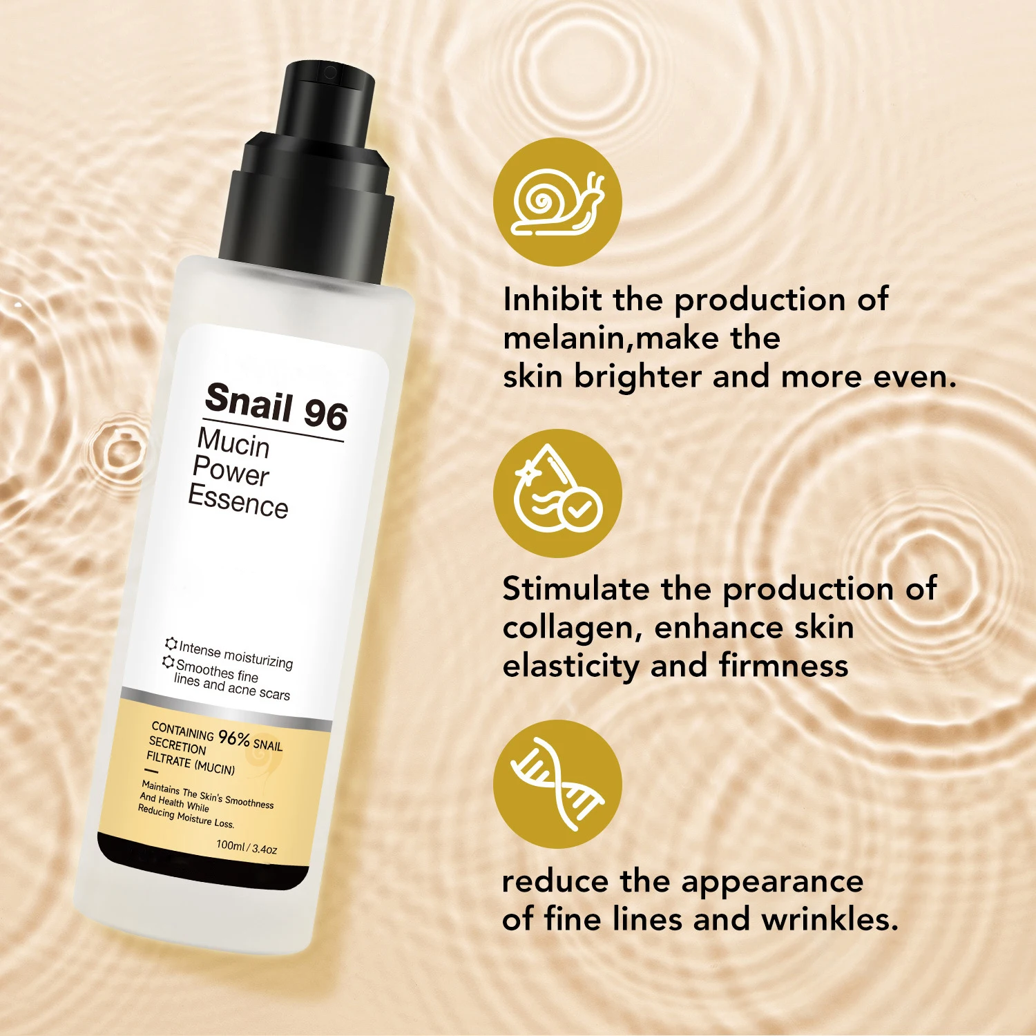 New Arrival Wholesale Niacinamide Snail Serum Anti-Aging Brightening Snail Serum Skin Care Intense Moisturizing Face Serum