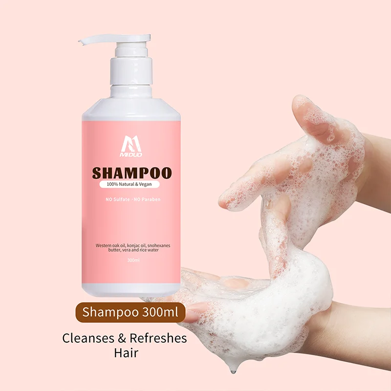 MIDUO OEM 300ML Custom Moisturizing Organic Natural Brittle Hair Cleansing Private Label Dry Vegan Organic Hair Color Shampoo