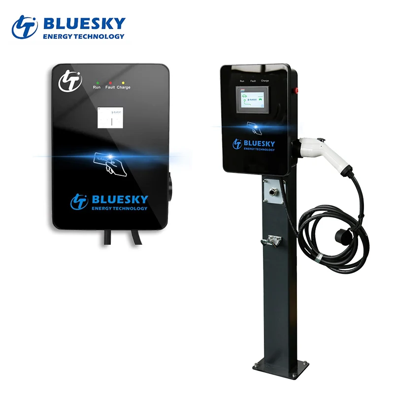 
22kw AC EV Charger with Type 2 with 4.3 Screen Floor-mounted Integrated Ev Charger Fast Electric Car Charger 4 Meters 12 Type a 