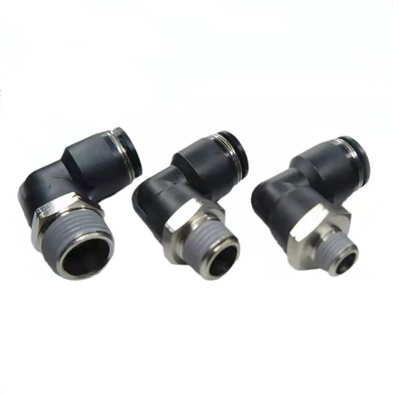 Red Blue Black Male Thread Elbow PL NBPT Pneumatic Tube Push To Connect Fitting Straight Quick Connect Pipe Fitting
