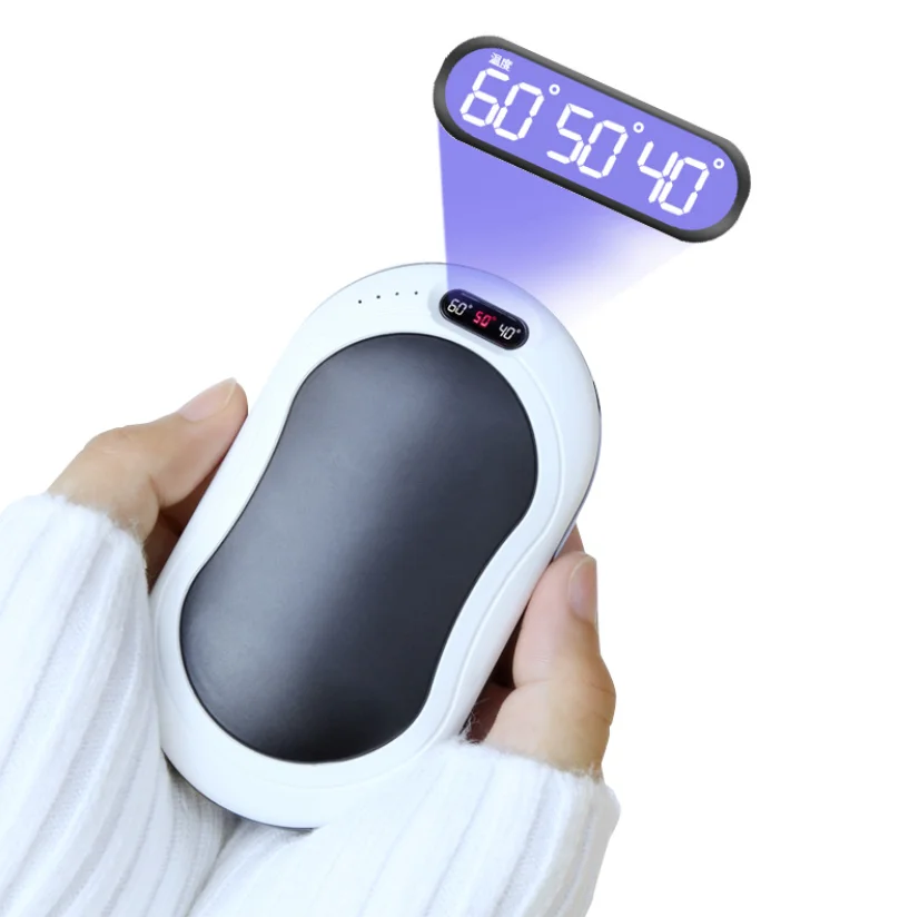 Electric USB Rechargeable Hand Warmer Power Bank Vibration Massage LED Flashlight Double-Side 5s Rapid Heating Hand Warmer
