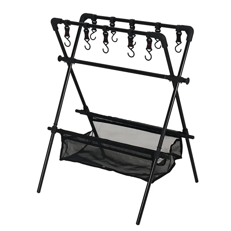 Portable Hanging Cooking Grill Rack Collapsible Multifunction Camping Hanging Rack for Outdoor BBQ Picnic