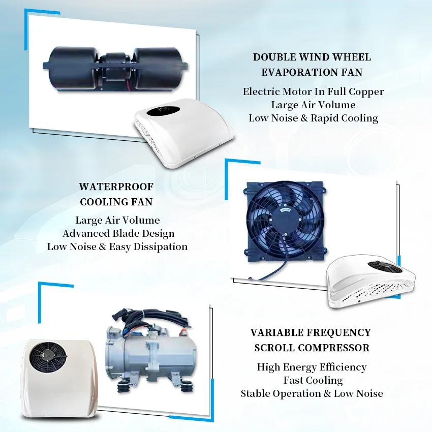 12/24 volt dc air conditioner 12v/24v heating and air conditioning systems parking air condition electric ac for truck/car/rv