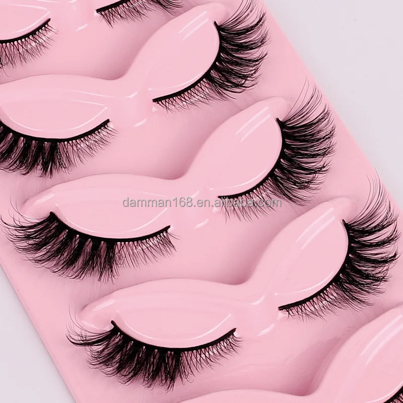 Half Eyelash Small MOQ 3D Eyelash Customized Logo 3D Volume Faux Mink Silk Eyelashes