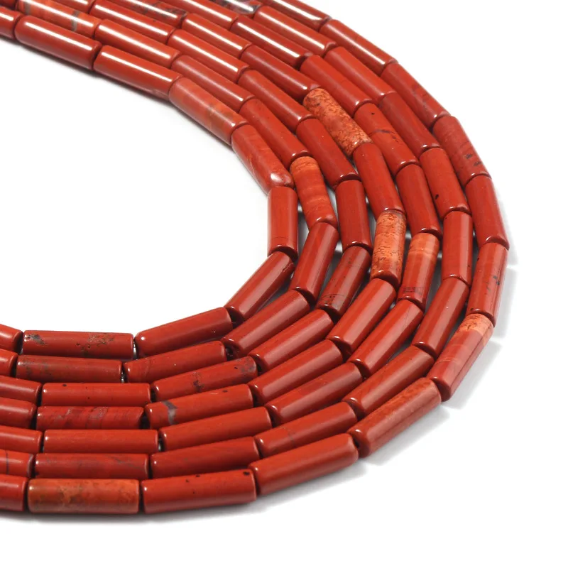 4*13mm Natural Cylinder Long Straight Tube Stone Bead Red Jasper Stone Yellow Tiger Eye Yellow Wood Grain for DIY Jewelry Making