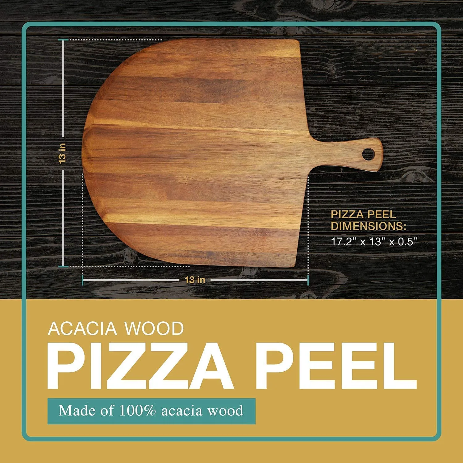 Customized Acacia Wood Pizza Cutting Board Charcuterie Platter Thin Slanted Edge Pizza Serving Trays
