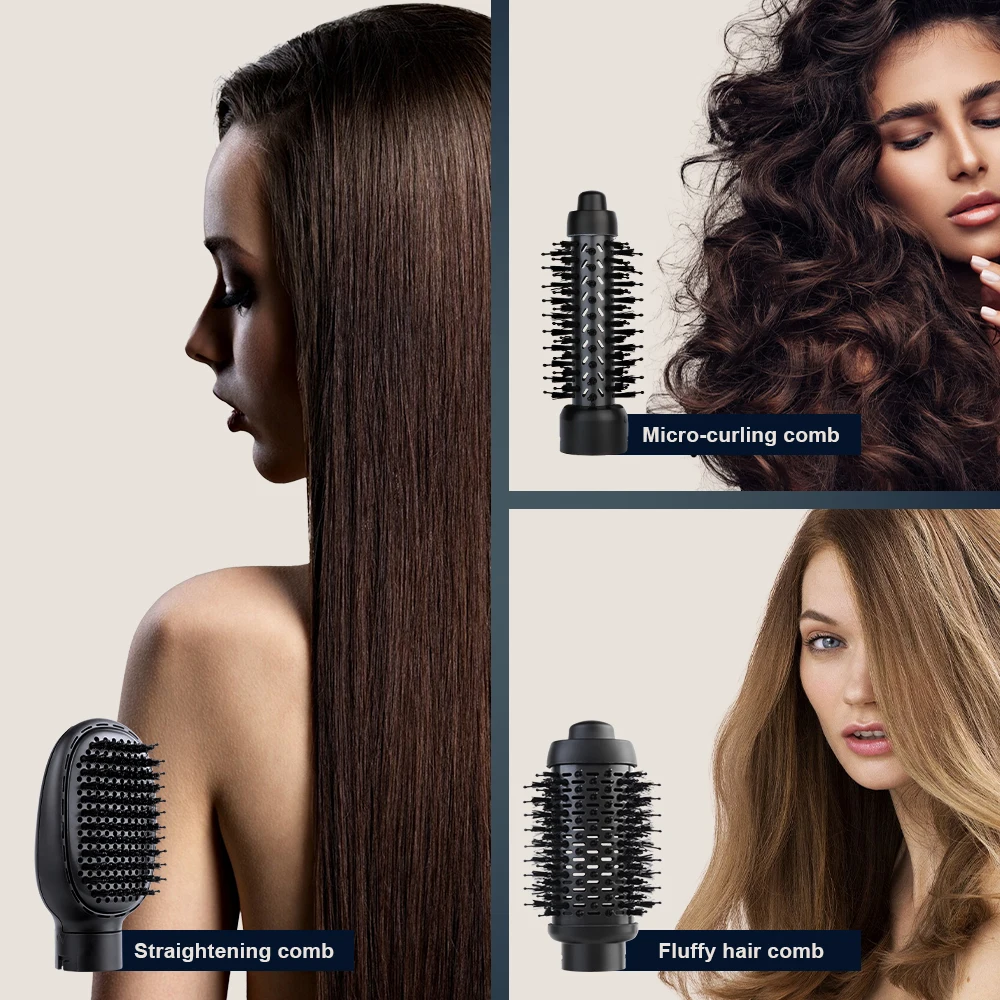 Professional private mode detachable 3 in 1 round thermal brush metal 1200W Hot Air Styler Blow Dryer Brush