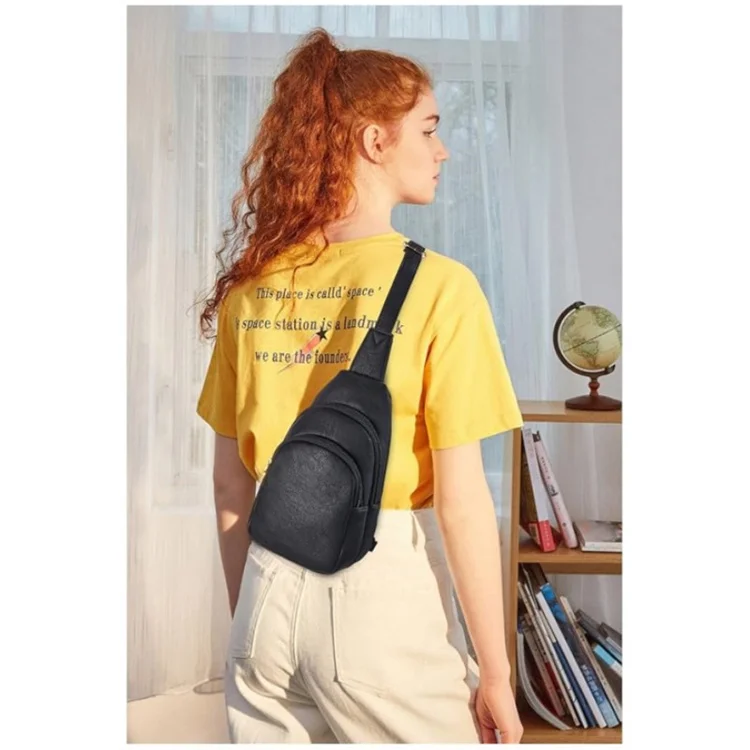 Custom Design PU Leather Waterproof Fashion Fanny Pack Large Capacity Sling Shoulder Chest Crossbody Bag for Women Men