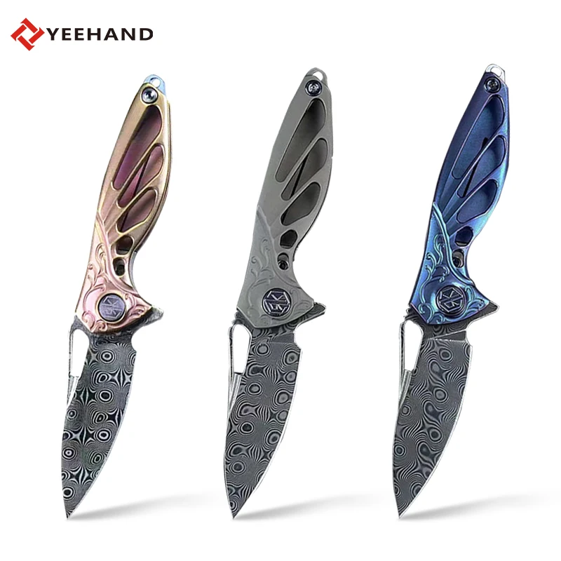High-end Damascus steel tactical folding knife for outdoor survival
