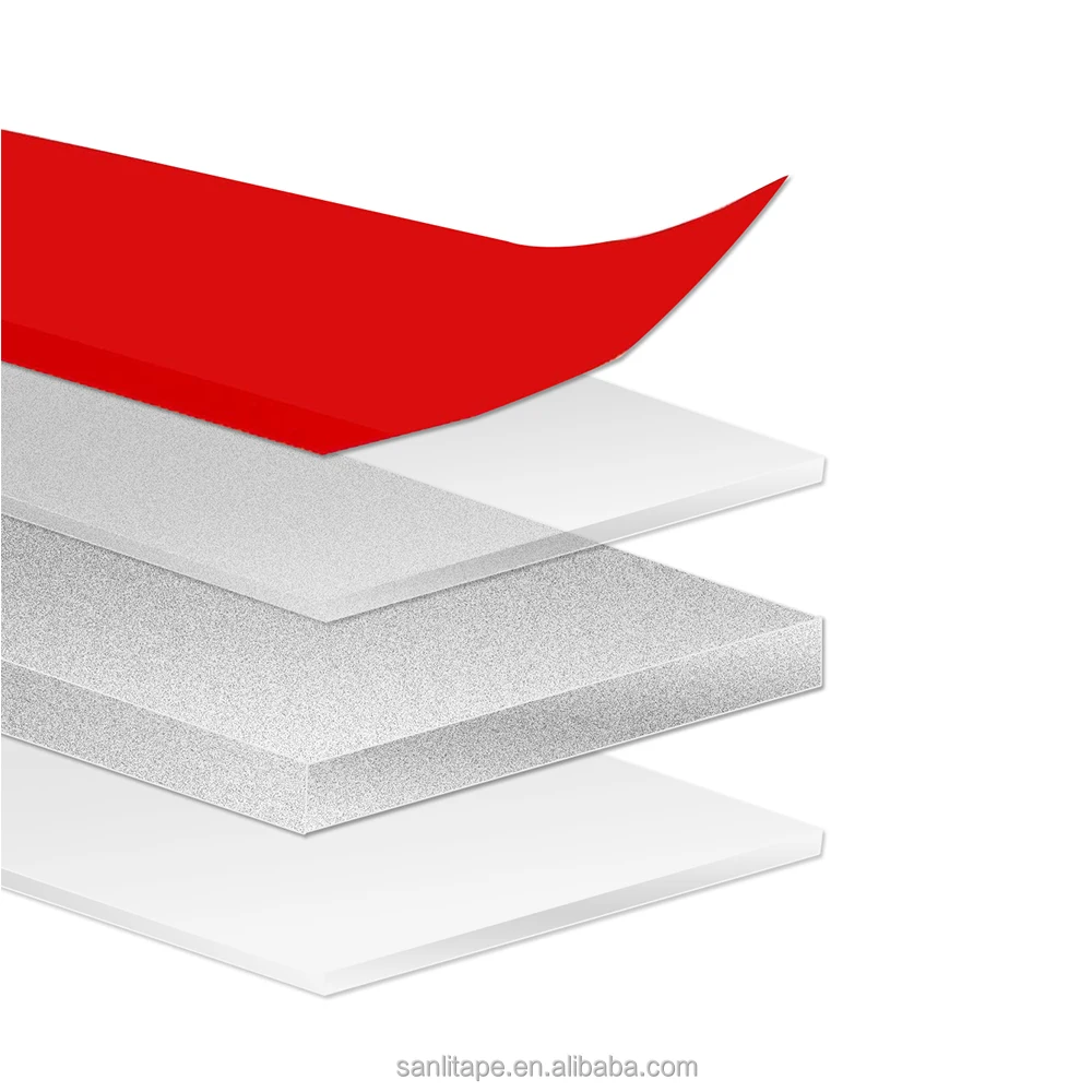 Factory Double Sided Adhesive Foam Tape  Red Film High Sticky White PE foam 1mm* 25mm*2m