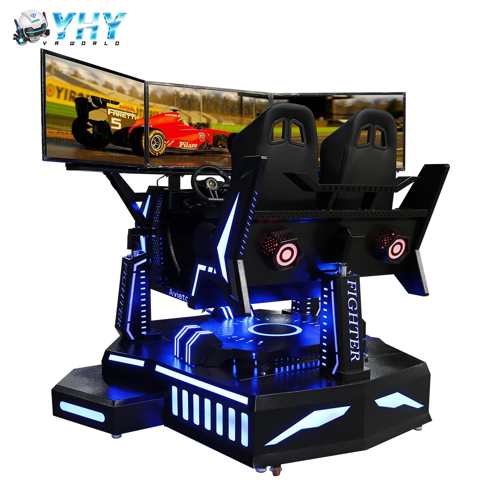 Factory Price  three screen Two Players 9d vr racing virtual reality 3DOF/ 6DOF arcade car simulator games