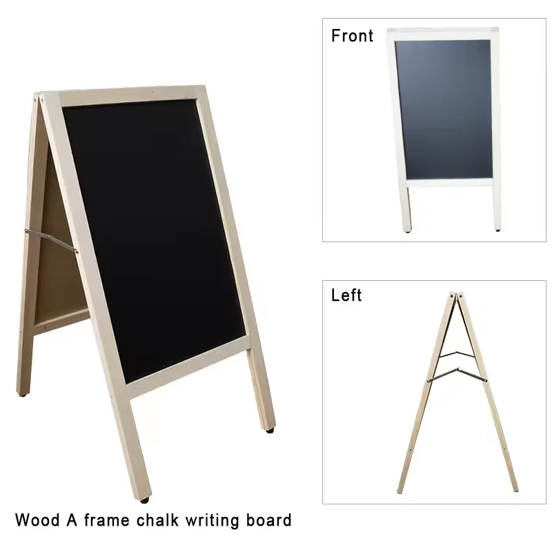Custom Size Menu Board Double Sided A-frame Chalkboard Freestanding Blue Black Red White Wooden Blackboard with Custom logo