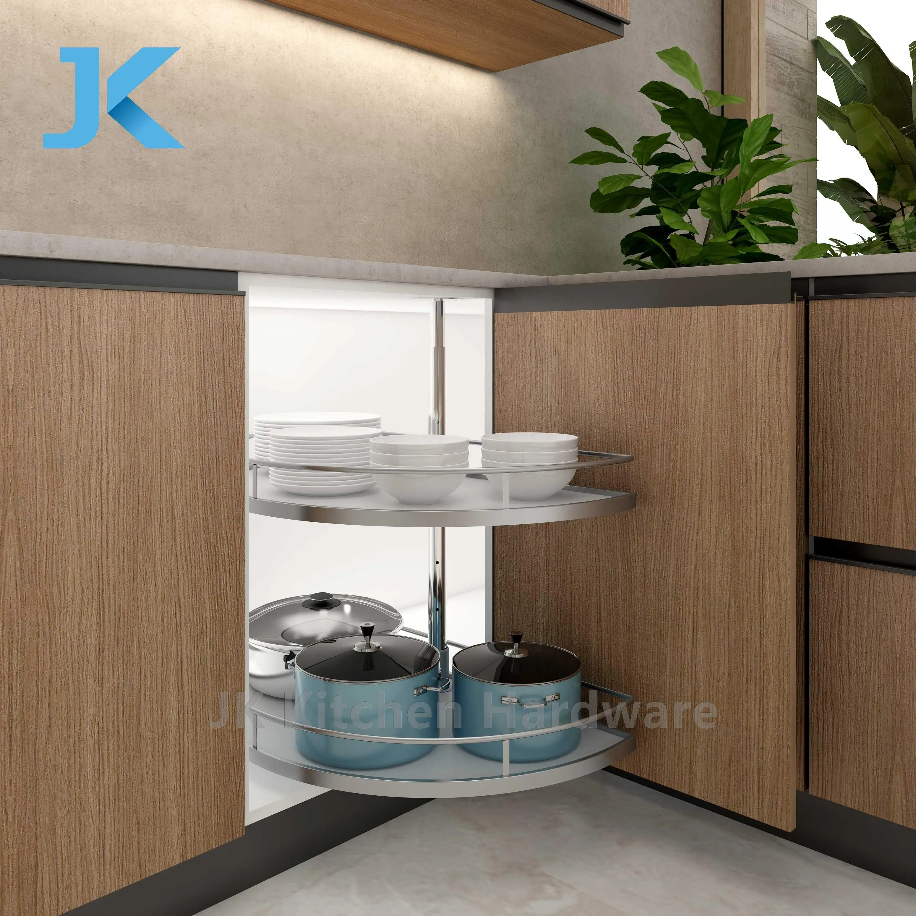 
 Горячая продажа JK 180 градусов вращающаяся корзина кухонный угловой шкаф корзина  