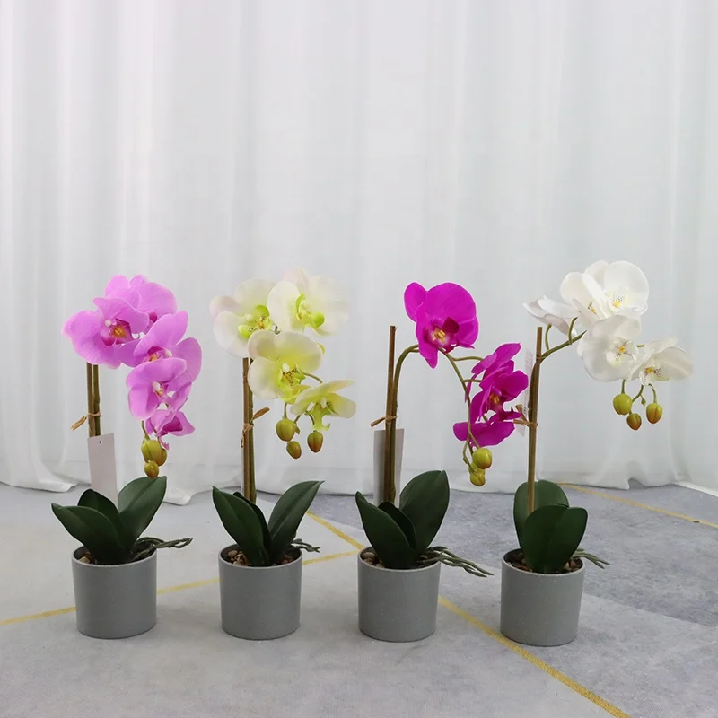 Real Touch Simulation Phalaenopsis Orchid Flower Potted Plants Faux Artificial 42cm in Melamine