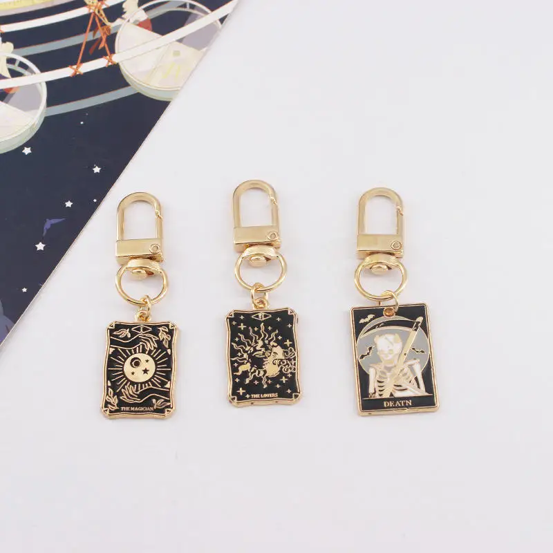 Creative alloy accessories Tarot metal key chain magic Tarot enamel Tarot key chain amulet pendant