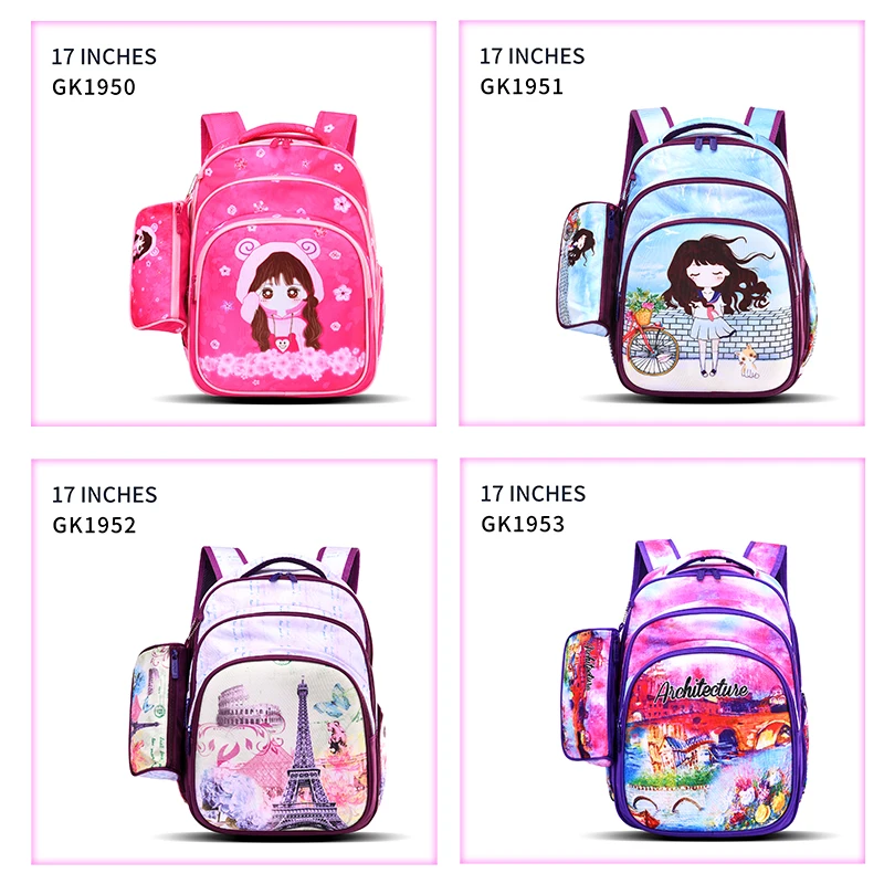 17 inches 2 pieces set 3D EVA cartoon character fashion school bag with heat transfer pattern