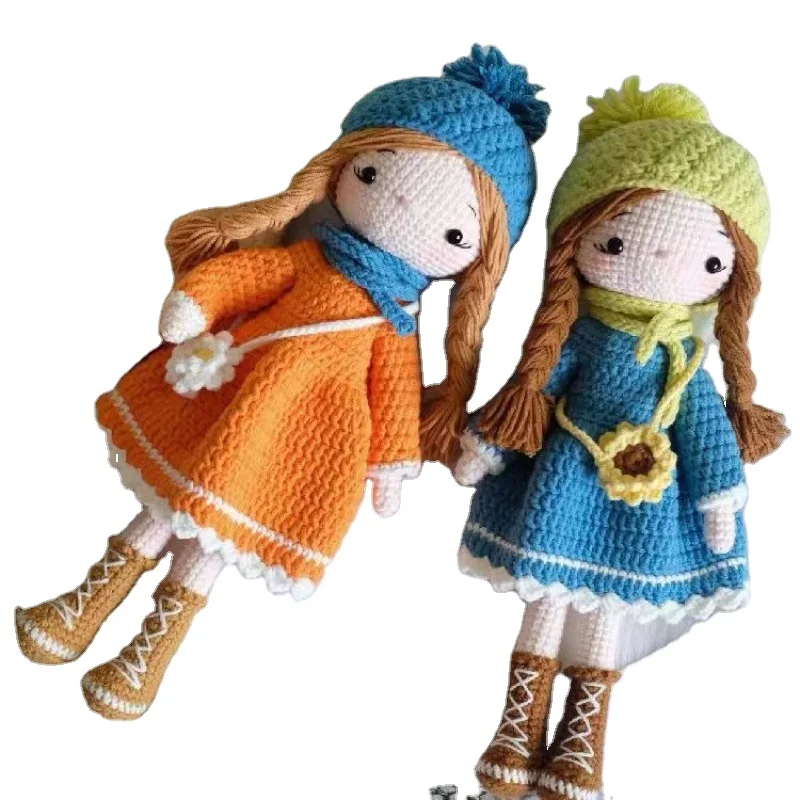 Handmade Crochet Wool Doll Rabbit Animal Stuffed Plush Toy Baby Soothing Baby Sleeping Doll