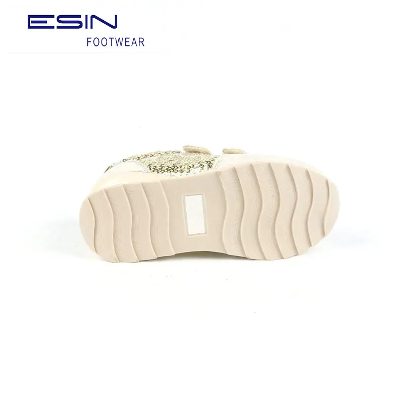 Shiny Mesh Uppers Middle and Older Children Buckle Girls School Sneaker for Kids