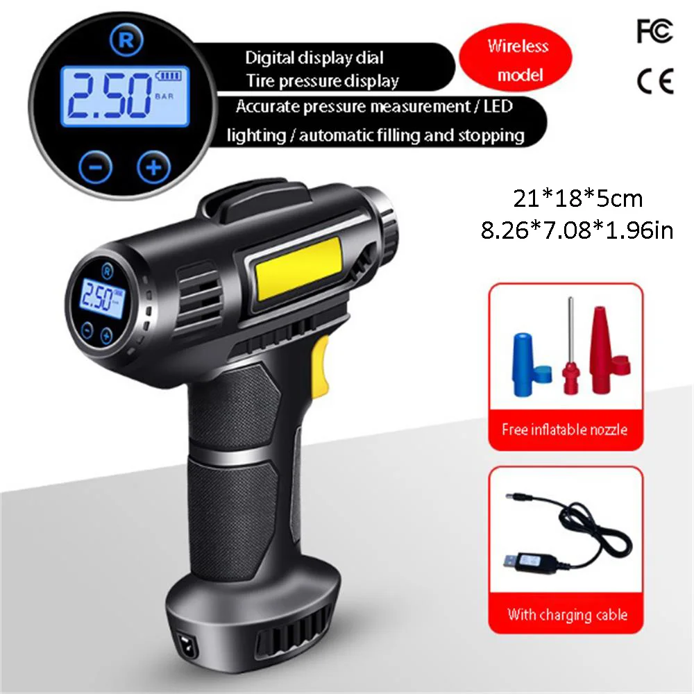 Handheld wireless 120W intelligent digital display tyre air compressor bicycle bike car portable car tire inflator pump