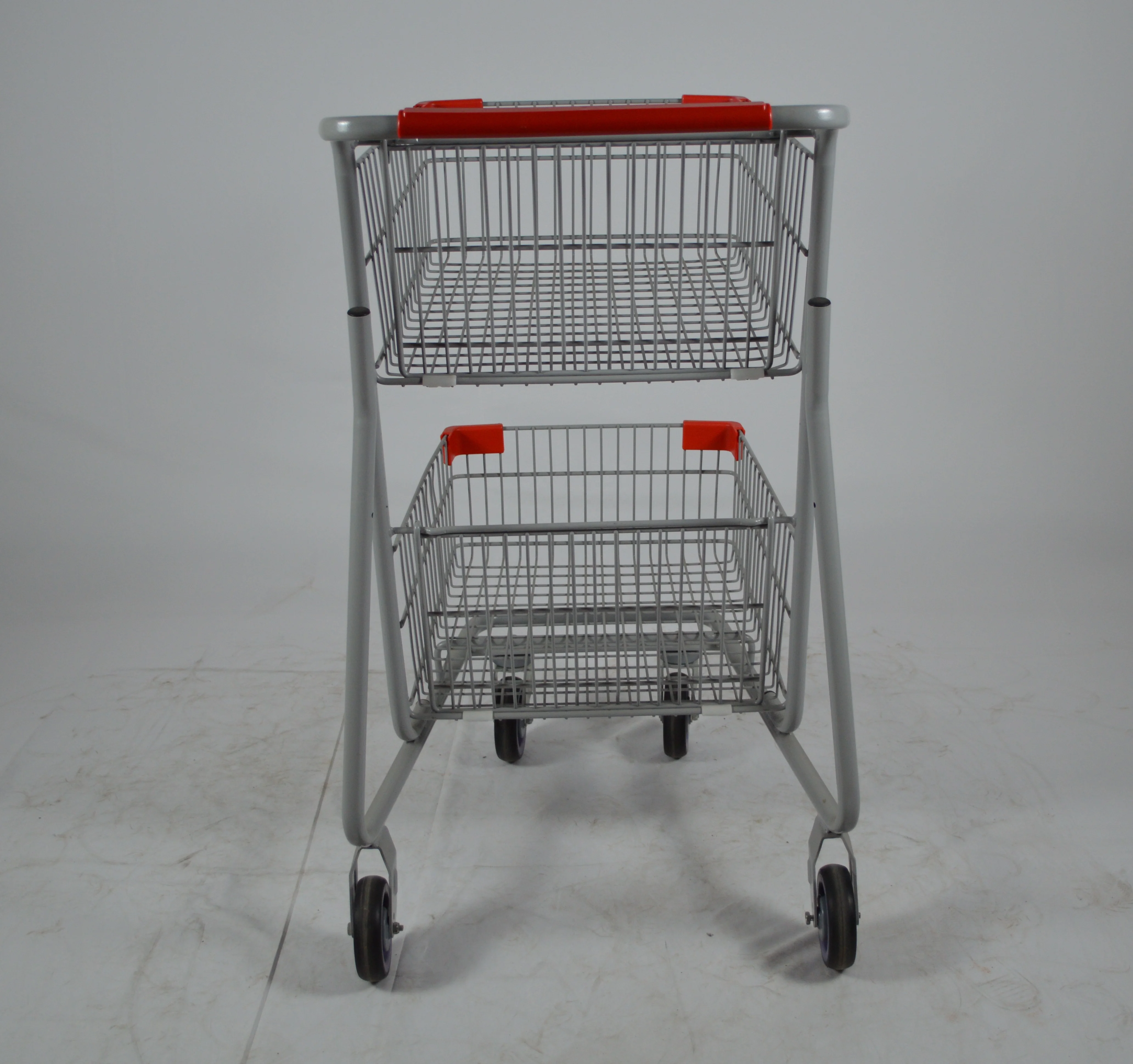 80L cheap metal double basket shopping cart trolley for sale