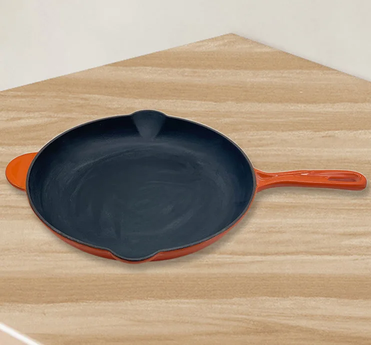 Enameled Cast Iron Fry Pan Even Heat Induction Cooktop Compatible Oven Safe Up To 400F