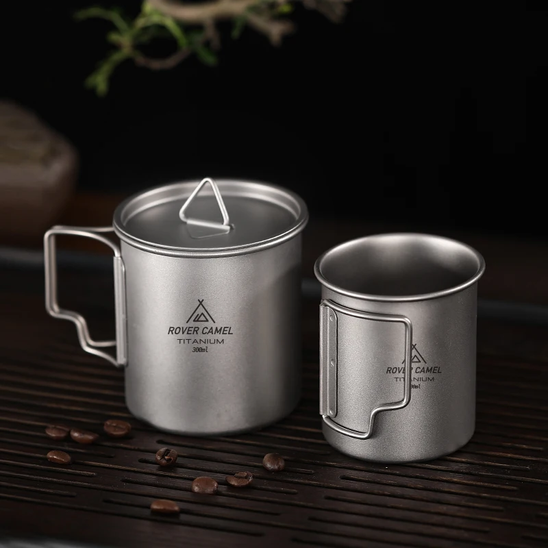 Outdoor Camping Kitchenware titanium mug 200/300/350/450/650/750ml Titanium Stacking Drinkware Water Cup Coffee Tea Mug