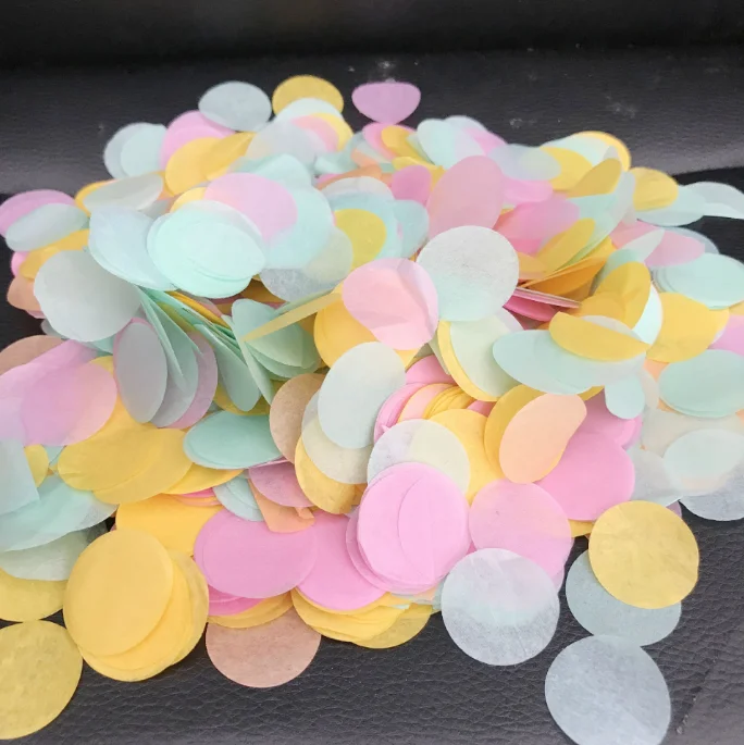 Confetti Paper 1 cm size pink blue colorful bulk Packed Round Tissue 10 g per bag for party