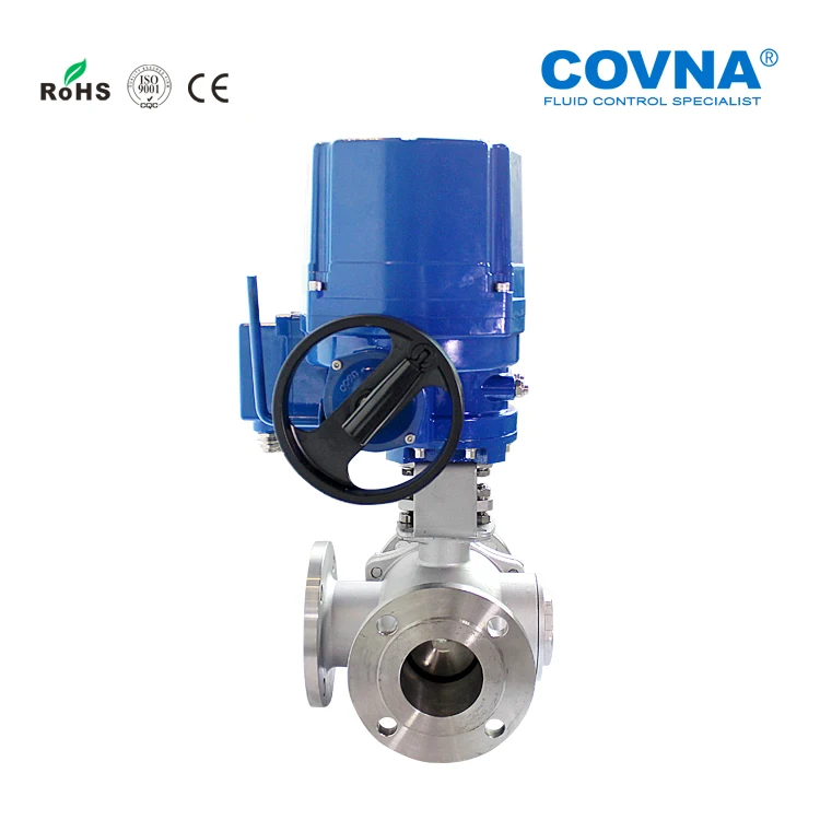 COVNA Electric Actuator Valve Flange End IP68 Explosion Proof 24V 2 Way 3Way 5 Inch Motorized Ball Valve