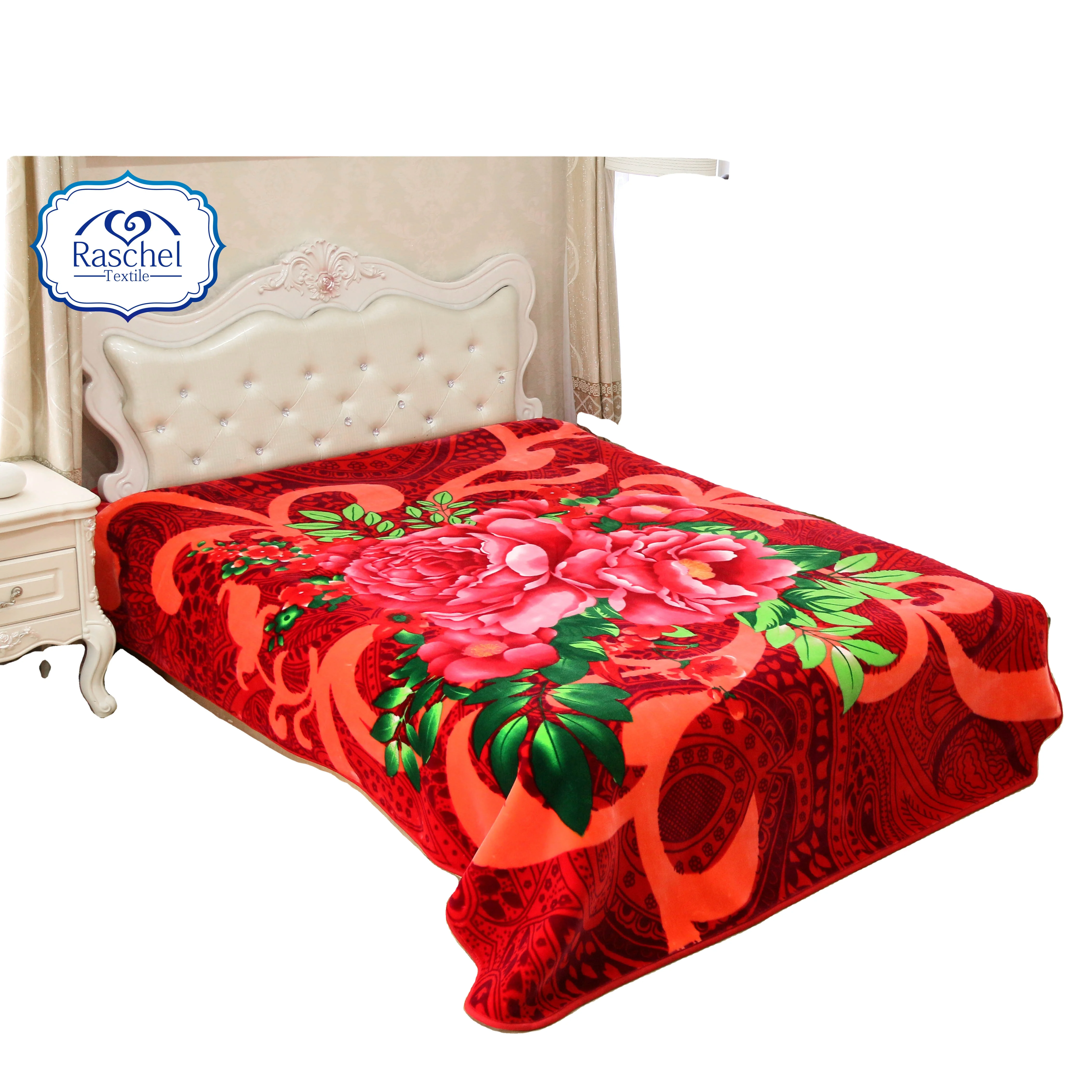 World class super soft large size 4kg/5kg 2ply raschel mink blanket for home winter