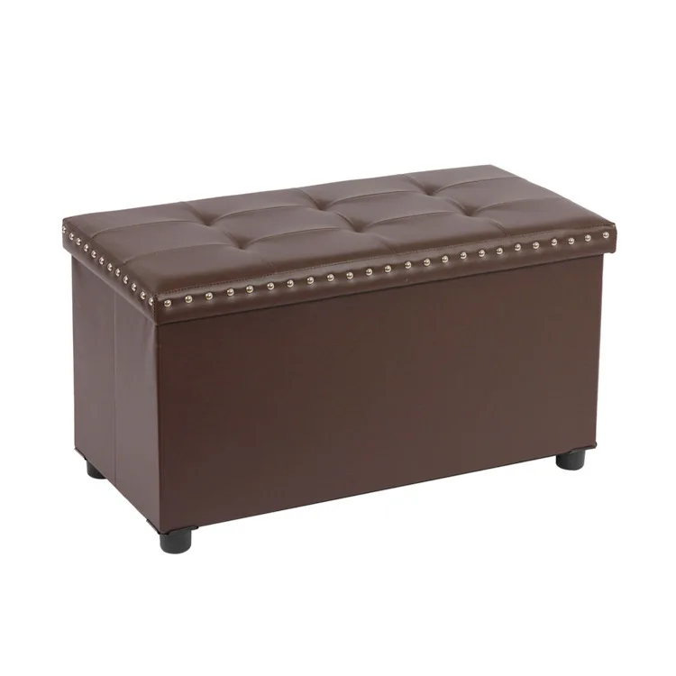 Wholesale Living Room Furniture European Style Ottomans Footstool Seat Sofa Gray storage chest fabric Long ottoman storage bench