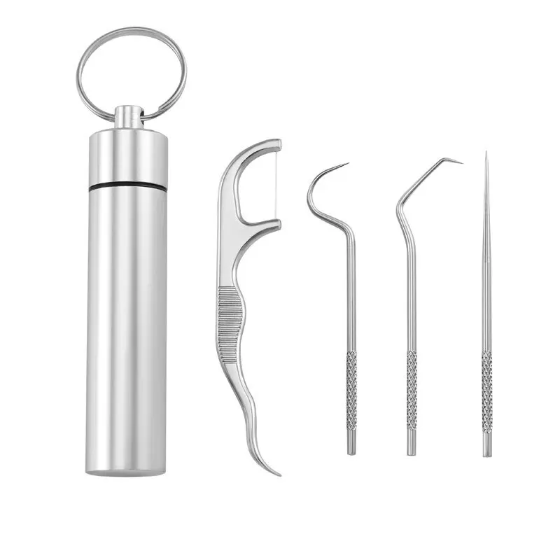 Portable Metal Toothpicks Pocket Titanium Stainless Steel Toothpick Reusable Toothpicks Holder for Outdoor Camping