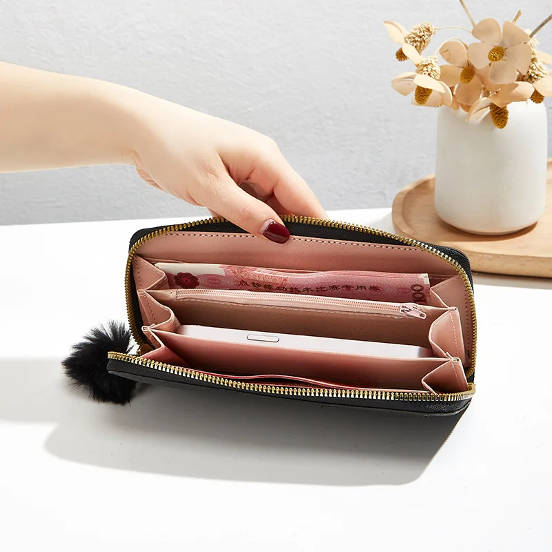 NEW purses girls 2024 wholesale plush flower print wallets fresh sweet card key long wallets women purse