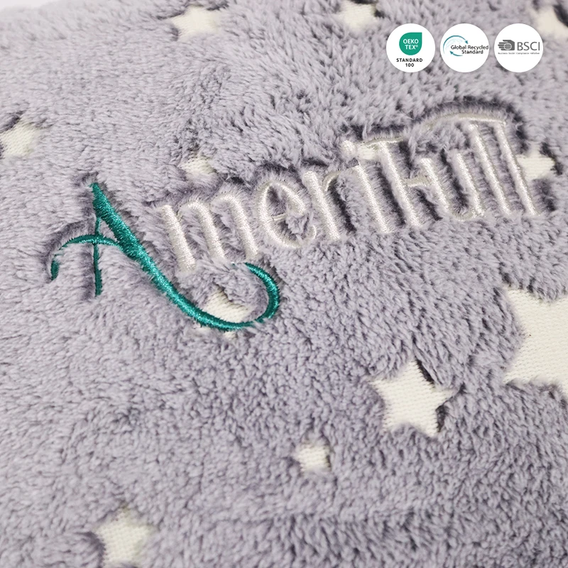 Travel Blanket and Pillow, 2 in 1 Airplane Blanket with Soft Bag Pillowcase, Hand Luggage Sleeve and Backpack Clip