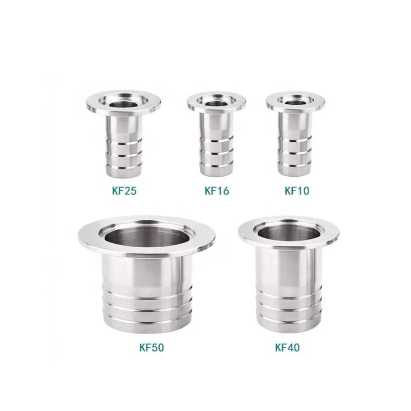 KF16~50 Flange Adapter For Vacuum Hose Barb Fittings  Flange Adapter Connector SS304 Vacuum Fitting KF Vacuum Ferrule Nipple